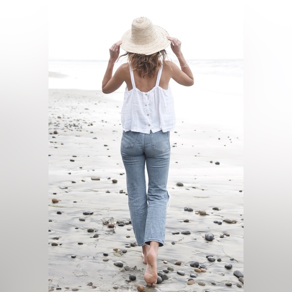 NEW BEACHWOOD BABY playa tank top in blanco one size White Linen - Picture 5 of 12